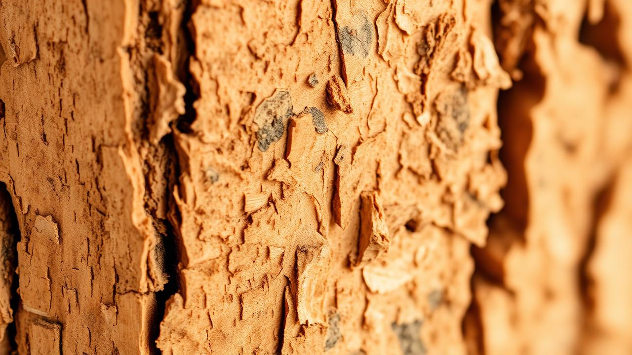Close-up of natural cork bark texture